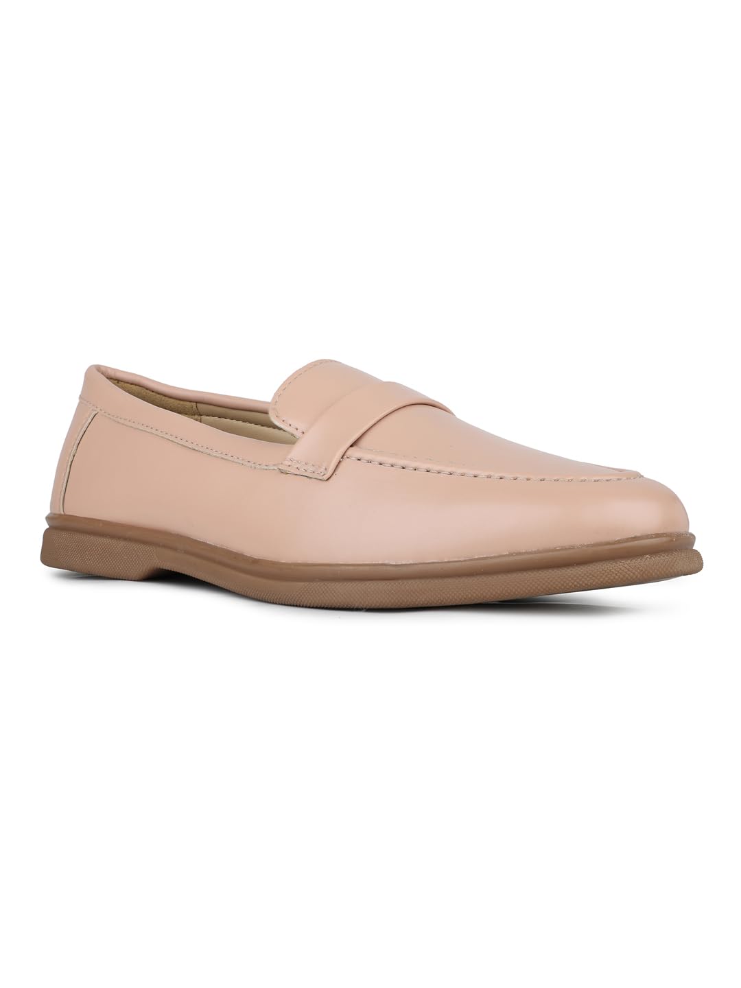 Womens Womens Peach Solid Round Toe Moccasin Moccasin-image-7