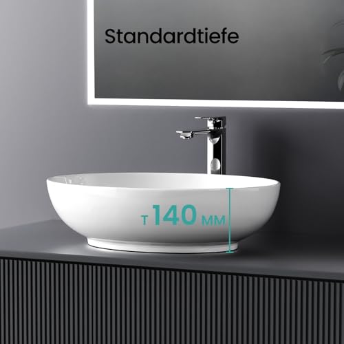 Lavabo design ovale en céramique blanche 52x39,5 cm résistant aux rayures - 4