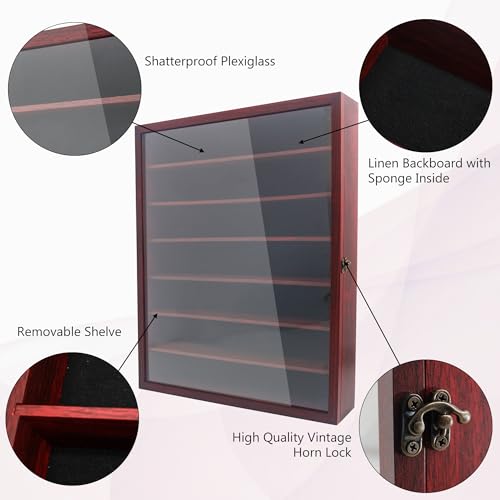 Image of 16x20 Shadow Box Frame with Removable Shelves, Red Deep Memory Box Display Case for Keepsake Collectibles, Coins Military Medals Pins Wedding Flowers