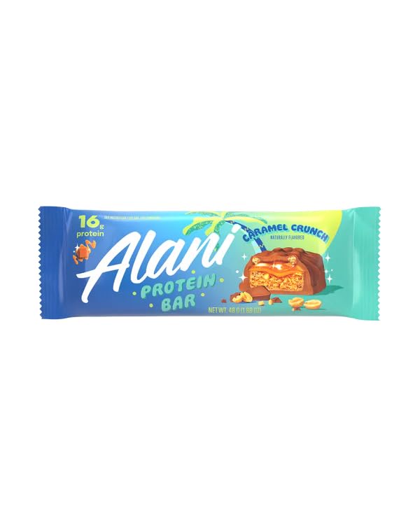 Alani Caramel Crunch Protein Bar - 15g of protein and low sugar - Your Snacks for Post-workout Energy boost - Gluten free (Pack of 12)