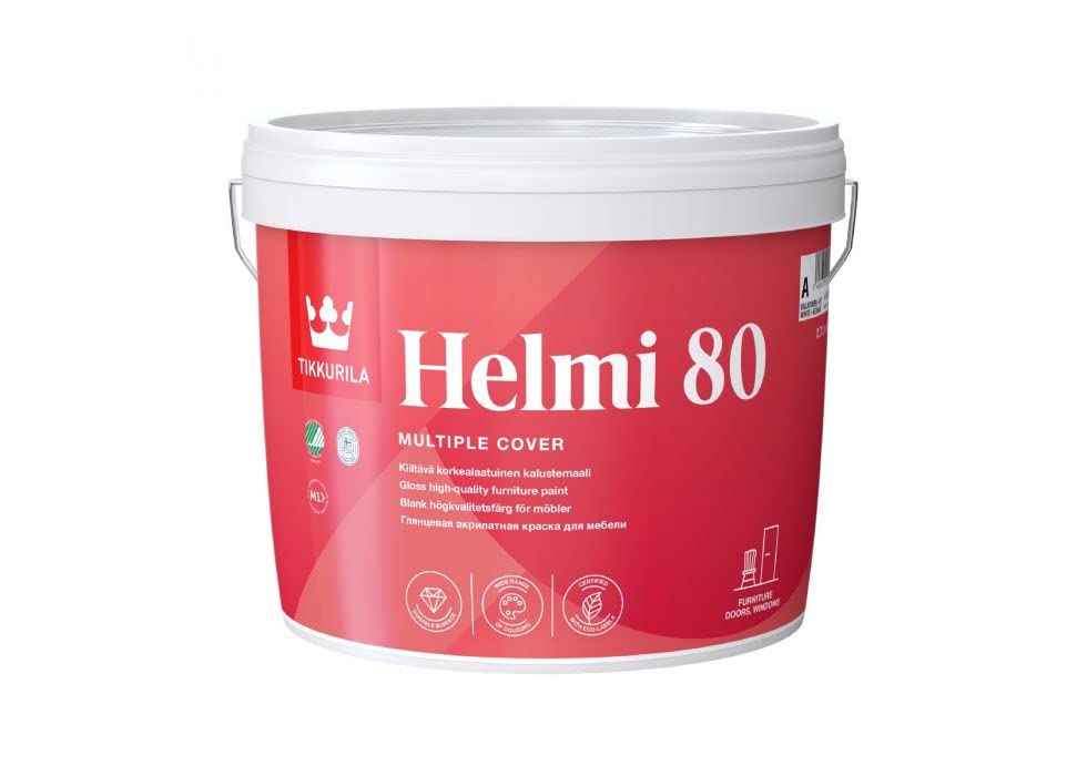 TIKKURILA Helmi 80 - High Performance Gloss Paint For Furniture & Wood (Water-Based And Ultra Low VOC) - 3 Litres
