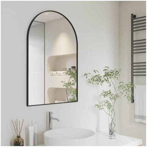 Giftgarden Black Arched Mirror 20x30 Inch, Arch Bathroom Mirror Wall Mounted with Aluminum Frame for Vanity, Powder Room, Bedroom, Mantle