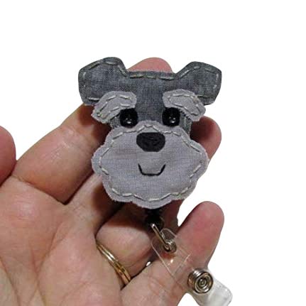 Schnauzer Badge Reel,Schnauzer Badge Card Holder,Schnauzer,Dog, ID Holder,Nursing Name Badge Holder,Badge Reel,Retractable