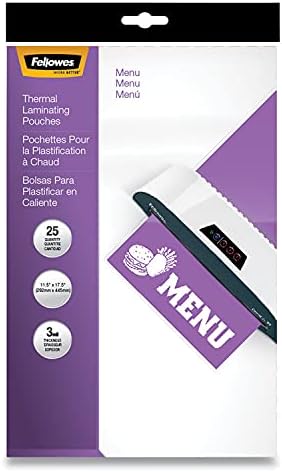 Fellowes Laminating Pouches, 3 mil, 12 x 18", Gloss Clear, 25/Pack"