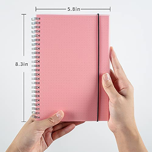 4 Pack A5 Spiral Bullet Dotted Journal With 120Gsm Thick Paper, Dot Grid Spiral Notebook With Plastic Hardcover And Elastic Band Closure, 70 Sheets Per Pack 5.7X 8.3 Inches #TOP5
