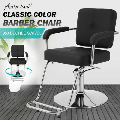 Artist hand Salon Chair for Hair Stylist Hydraulic Hair Salon Chair 360 Degree Swivel with Footrest Hair Cutting Chair, Beauty Salon Equipment for Salon Barbershop Home Max Load 330 LBS, Black
