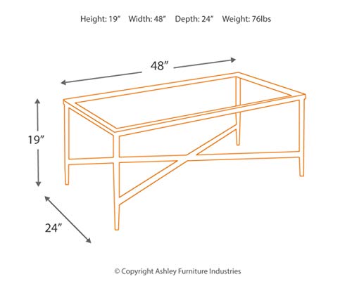 Signature Design By Ashley Augeron Contemporary Glass Top 3-Piece Table Set, Includes Coffee Table & 2 End Tables, Black #TOP2