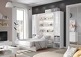 Homlando Lenart Letto per armadio Bed Concept BC01 140 x 200 cm – Letto verticale pieghevole – Armadio con letto pieghevole integrato – Letto da parete con rete a doghe – Murphy Bed (bianco opaco) - 2