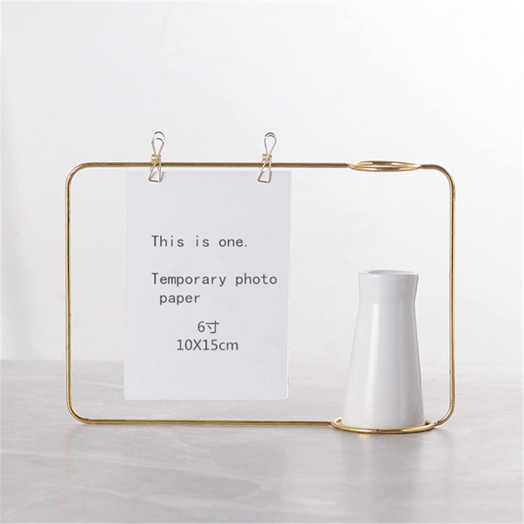 MOBYGKFY Wrought Iron Desktop With Vase Office Furnishings Memo Folder Card Photo Stand Desk Name Message Clip
