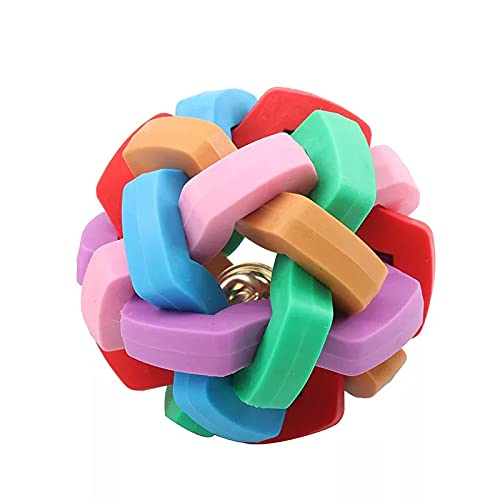 KUTKUT Bell Ball Colorful Vocal Woven Molar Bite Chew Ball Toy for Dogs & Cats ( Size: M, 7cm) (B096G37WVG) Amazon Price History, Amazon Price Tracker