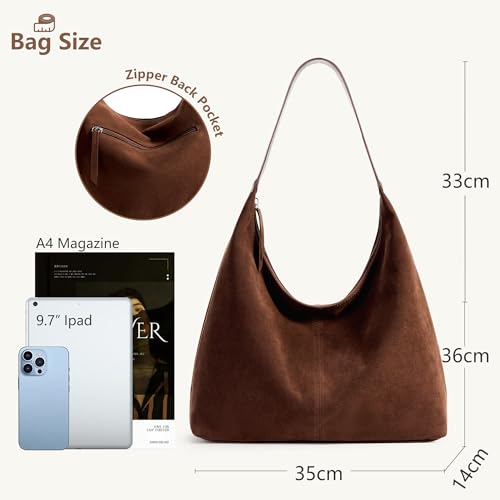 Image of KALIDI Casual Tote Bag Vegan Leather Hobo Zipper Work Bag Weekender Shoulder for Women Shoulder Travel Purse