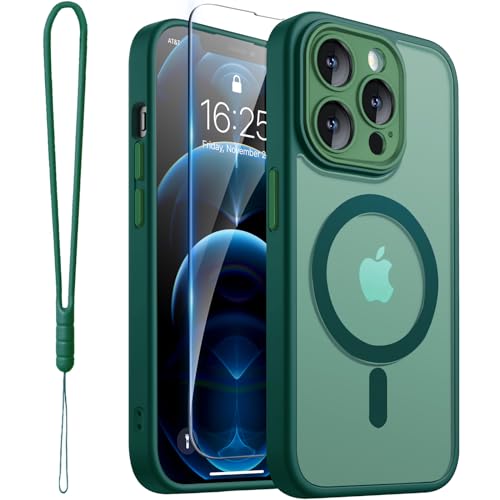 ROYBENS for iPhone 12 Pro-Max Matt Clear Case Compatible with Magsafe Green