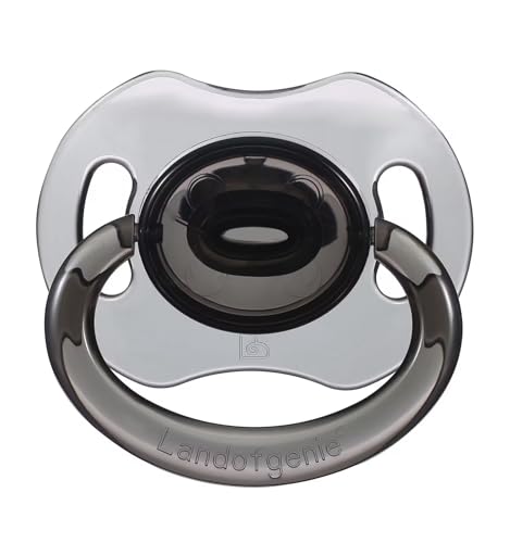 Image of Landofgenie Large Shield Adult Size Pacifiers Bone Shape Transparent Design Pacifier Black