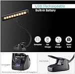 Rechargeable Music Stand Light, 19 LEDs Clip On Reading Light - 3 Level Brightness Settings, Color Temperature Optional (Warm/Cool White/Natural Light Color), Perfect for Piano, Reading,Working