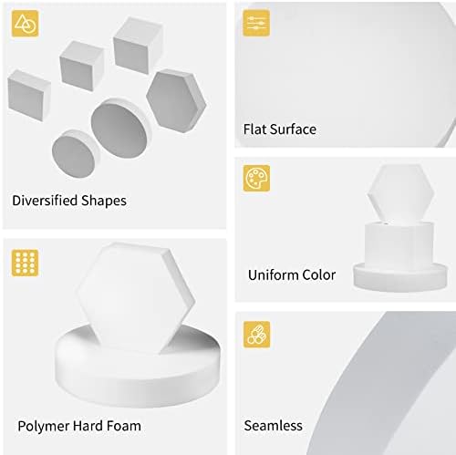 Goshoot Photography Props Cube Foam Geometry Product Photography Posing Props Solid Blocks Geometric Shapes for Jewelry Cosmetics Shooting Accessories Modeling Decoration - 6 Pcs White