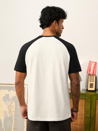 Image of The Souled Store Casual Classics: Out of Office Men and Boys Short Sleeve Round Neck White Graphic Printed Cotton Breathable Relaxed Fit Lightweight Casual T-Shirts