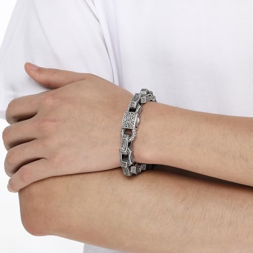 Pulsera cubana de acero inoxidable para hombre miniatura 5
