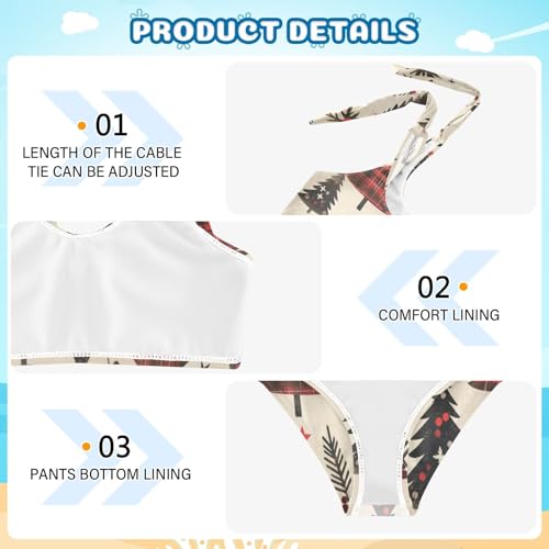 KLL Buffalo Plaid Christmas Trees Girls' 2 Piece Bikini Sets Quick-Dry Beach Swimsuit Swimwear4