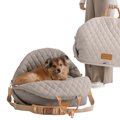 Kinkko Dog Travel Bag 3-in-1 Pet Carrier and Puppy Car Seat with Small Cat Pillow, Storage Pocket, Clip-On Safety Leash, Waterproof Small Dog Carrier, Grey
