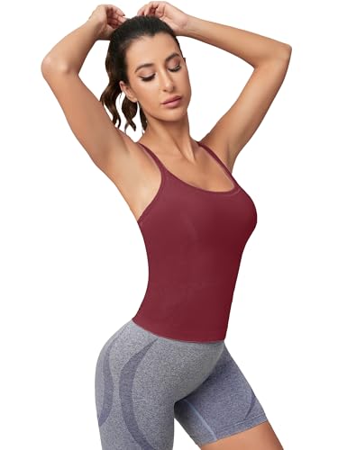 Image of MathCat Workout Tank Tops for Women with Built in Bra, Sleeveless Gym Tops Seamless Racerback Athletic Yoga Shirts