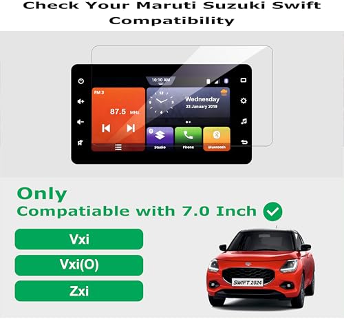 Image of OHAYO Screen Protector for Maruti Suzuki Swift 2024 Facelift 7 Inch Infotainment Display | Compatible with Swift VXI, VXi(O), ZXi Variants | 9H Hardness, Military Strength, Scratch Resistant Car Touchscreen Guard | Not Tempered Glass