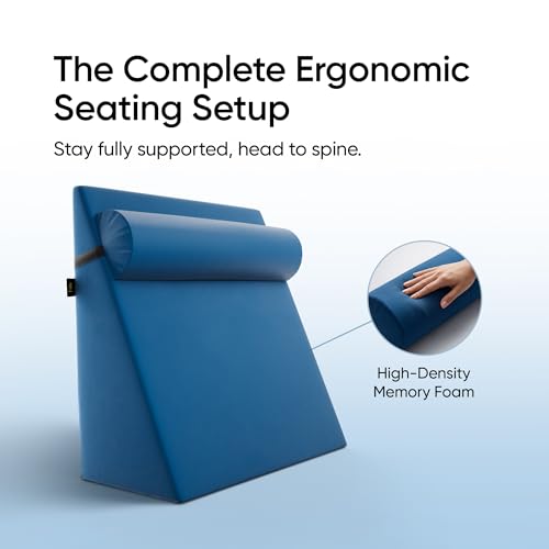 Image of Frido Wedge Neck Rest Pillow | Multipurpose Neck Pillow | Memory Foam Roll with Adjustable Strap | Relieves Neck, Knee & Lumbar Pressure | Compatible with Wedge Plus | Washable Cover, Teal Blue