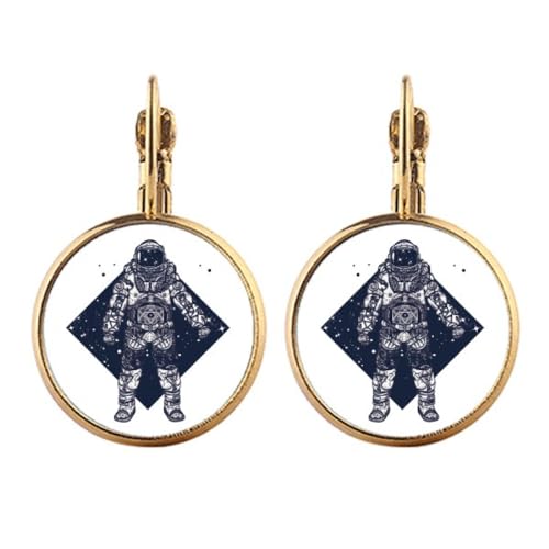 Boucles d'oreilles clip astronaute en or fin style univers chic sans piercing