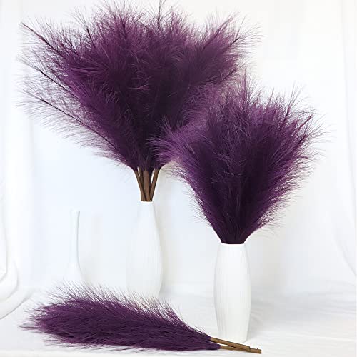 MAKHOT Purple Pampas Grass Decor Tall-Faux PampasGrass Small 30"-5 Stems