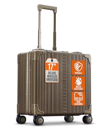 Aleon 43,2 cm (17 Zoll) Deluxe-Business-Katalogkoffer aus Aluminium für Damen und Herren, vertikale Öffnung, Handgepäcktasche mit TSA-Schlössern und Rahmen aus Flugzeugaluminium – optimaler