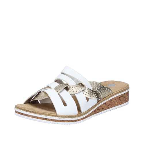 Rieker Damen V3678 Pantolette, Weiss, 39 EU