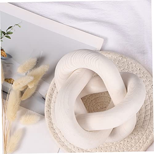 Nœud chaîne décorative sculptée bois blanc 3 maillons 6 pouces