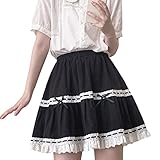 Cuteighteen Cute Skirts for Women Teen Girls High Waist Lolita Kawaii Vintage Layered Lace Party A line Mini Skirt (Black) Blue