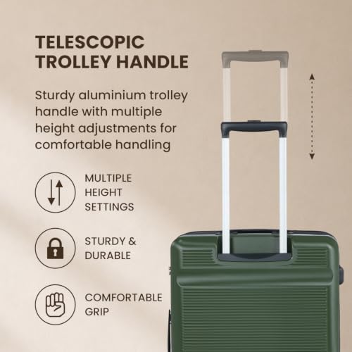 Image of SWISS MILITARY Pascal Hard 68cm Lightweight PC Medium Check in Travel Luggage Trolley Bag with Anti-Theft Zippers & 3-Dial Lock, 360 Wheels, Wet Pocket & Aluminium Handle Suitcase Capacity 93L-Olive