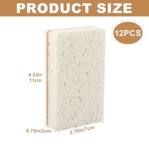 Image of 12pcs Natural Sponges for Dishes, Super Absorption Cleaning Sponges Kitchen Sponge, Non-Scratch Scouring Pads, Dual Sided Dish Sponge for Washing Pots Pans Sinks Stoves(Brown+White)