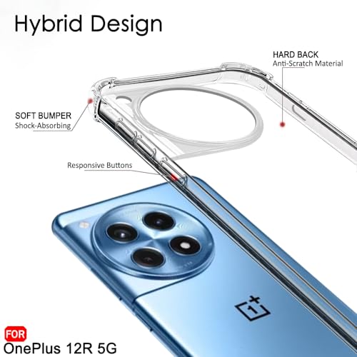 Image of TheGiftKart Crystal Clear Back Cover Case for OnePlus 12R 5G | Shock Proof 360 Protection | Hard Clear Back Cover Case for OnePlus 12R 5G (PC & TPU, Transparent Bumper)