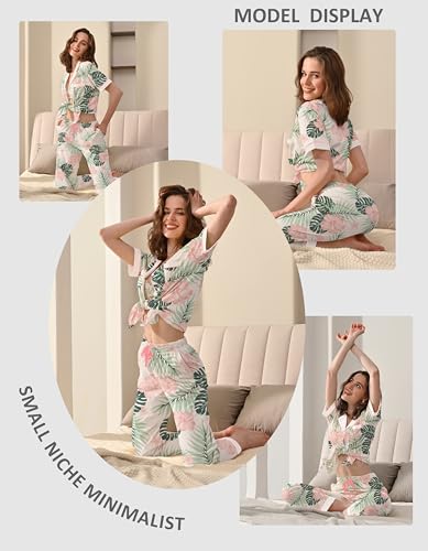 Image of NAP BOUND 100% Cotton Women Pajama Sets Button Down Short Sleeve Sleepwear Soft Pjs 2 Piece Lounge Set with Pocket XS-XXL