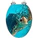 Elongated Toilet Seat Turtles Resin Toilet Seat with Quietly Close Quick Release Hinges Decorative Toilet Seat with Cover Easy to Clean and Install Beach Theme Decor