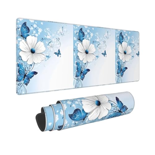 Tapis de souris de jeu grand format fleurs papillons accessoires