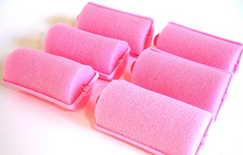 2 Pack (each contains 6 rollers) Soft PINK Foam Hair Styling Rollers SPONGE Curlers LARGE 1