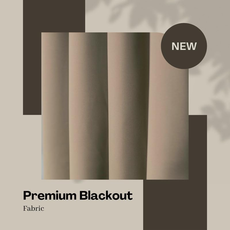 Vendola Blackout Window Curtains 5 Feet Long Set of 2 Curtains with Tie Back, Parda Windows, Solid Curtains for Living Room, Bedroom, 80-85% Blackout (5 Feet, Wallnut Whisper, Beige Colour) 1