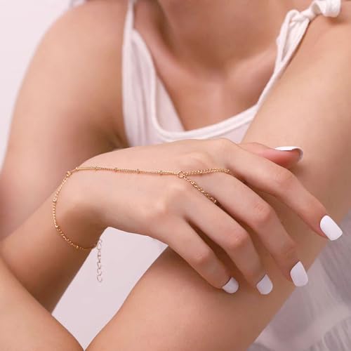 YANCHUN Hand Chain Bracelet Ring Bracelet Hand Chain Trendy Gold Bracelets Adjustable Rhinestone Hand Jewelry Gifts for Women4