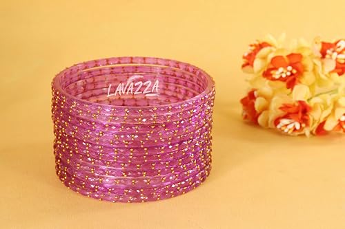 Image of LAVAZZA Raindrop Glass Bangles Set For Women & Girls with Zircon Diamond Stone & Beads | Trendy Transparent Crystal Glass Bangles | Fancy Kanch ki Chudi Set | Bangles for Wedding, Party- Set of 12