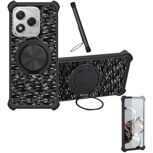 �Ή� Honor 400 Dny-Nx9 �P�[�X Phone Case [1�� 9H+�d�x���� �K���X�t�B����][360°��]���X�^���h�A�}�O�l�b�g��]CX-11-HEI