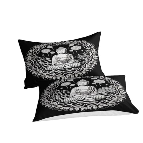 Housse de couette Bouddha microfibre anti-plis avec fermeture éclair pratique - 6