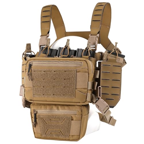 VOTAGOO Chest Rig-Tactical Chest Rig?Molle Modular Micro Fight Chest Rigs Adjustable&Detachable with 5.56/7.62 Magazine Pouch