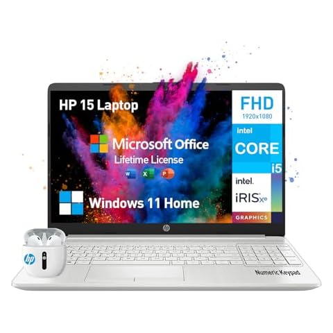 HP 15.6 Laptop Computer,Intel Core i5 Laptop Microsoft Office Included Lifetime Cover