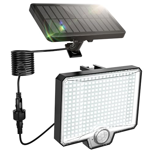 Solar Flood Lights Outdoor, 294 LED Motion Sensor Outdoor Lights, IP67 Waterproof Solar Flood Light for Outside, 3000LM Angle Adjustable Security Spot Lights for Porch Patio Yard Garage, 1 Pack 7500K