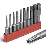 LMXMGRG 5 Point Security Torx Bit Set 10pcs Star Bits Set Screwdriver Magnetic S2 Alloy Steel With 1/4' Hex Shank TT8-TT45(50mm)