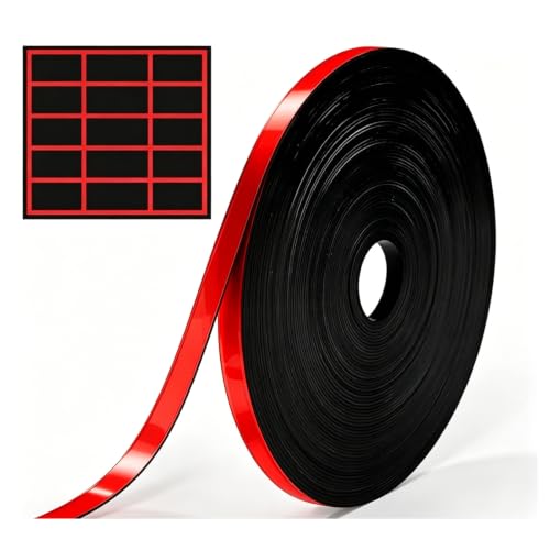 Red 20 ft x 1/5 Inch Magnetic Tape Roll, Magnetic Dividers Fine Line Gridding for Whiteborad, Graphic Decorative Tape Marking Line for Classroom Office