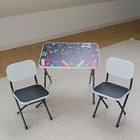 Kindertisch mit 2 Stühlen – Praktisches Spieltisch-Set für Kleinkinder – Klappbare und mitwachsende Kindersitzgruppe, Kindertisch mit verstellbarer Tischplatenneigung (Kreativ, weiß)